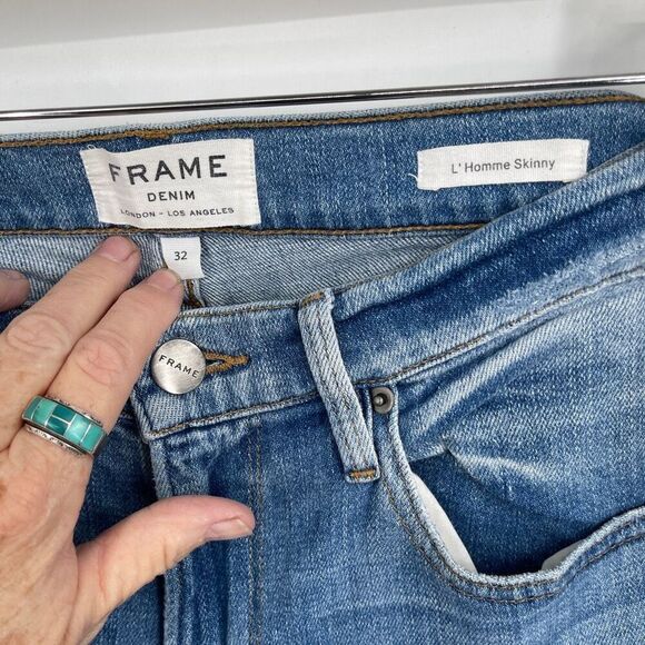 Frame Barkley Cotton Stretch L’ Homme Skinny Distressed Denim Jeans Size 32 - Picture 2 of 9